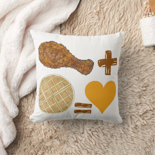 Classic Food Pair Chicken  Waffle  Love Heart Throw Pillow