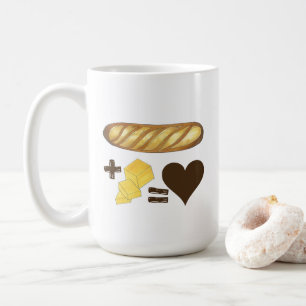 Classic Food Pairing Bread + Butter = Love Heart Coffee Mug