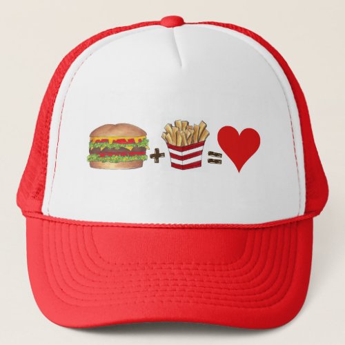 Classic Food Pairing Burger  Fries  Love Heart Trucker Hat