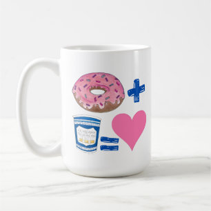 Classic Food Pairing Donut + Coffee = Love Heart Mug