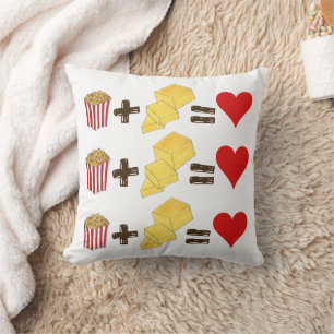 Classic Food Pairing Popcorn + Butter = Love Heart Throw Pillow