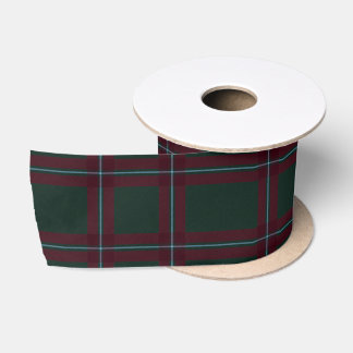 Classic Forest Green Burgundy Tartan Plaid Satin Ribbon