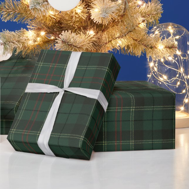 Classic Forest Green Plaid Christmas Wrapping Paper (Holidays)