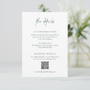 Classic Forest Green QR Code Elegant Wedding Enclosure Card