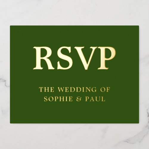 Classic Forest Green Song Choice Foil RSVP Card