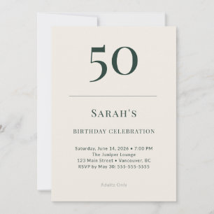 Classic Forest & Linen 50th Birthday Celebration Invitation