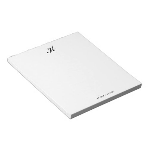 Classic Formal Black and White Notepad
