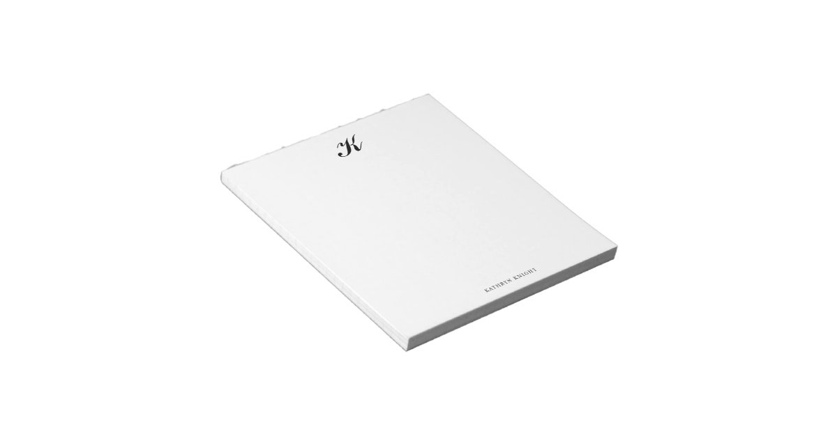 Classic Formal Black and White Notepad Zazzle
