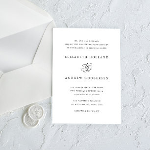 Classic Formal Black and White Wedding Invitation