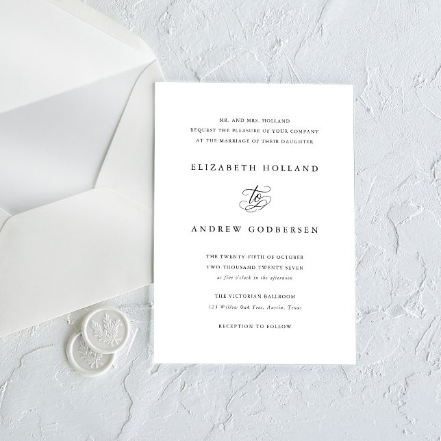 Classic Formal Black and White Wedding Invitation (Creator Uploaded)