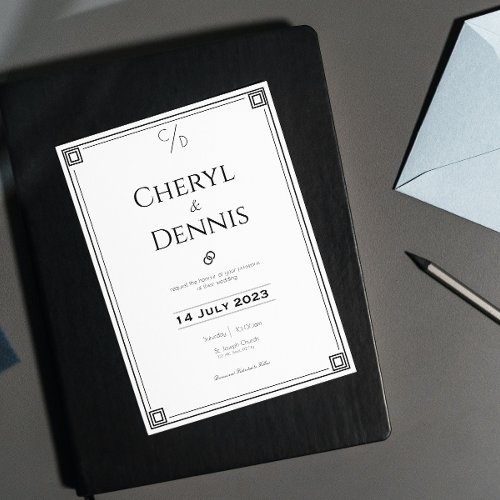 Classic Formal Black and White Wedding  Invitation