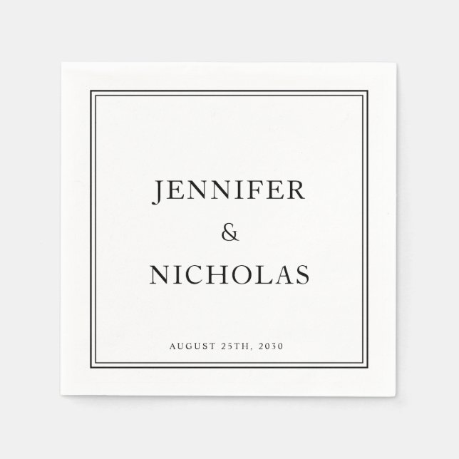  Classic Formal Black And White Wedding Napkins (Front)