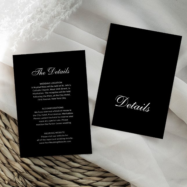 Classic Formal Black | Wedding Guest Details Enclosure Card (Creator Uploaded)