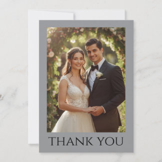Classic Formal Black Wedding Photo Scalloped Thank You Card