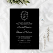 Classic Formal Black & White Crest Wedding