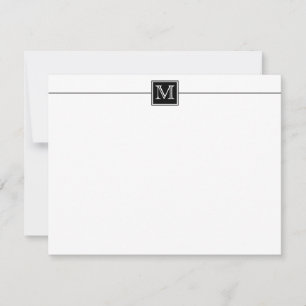 Classic Formal Black & White Monogram Typography Note Card
