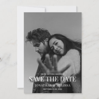 Classic Formal Black & White Overlay Photo Wedding Save The Date