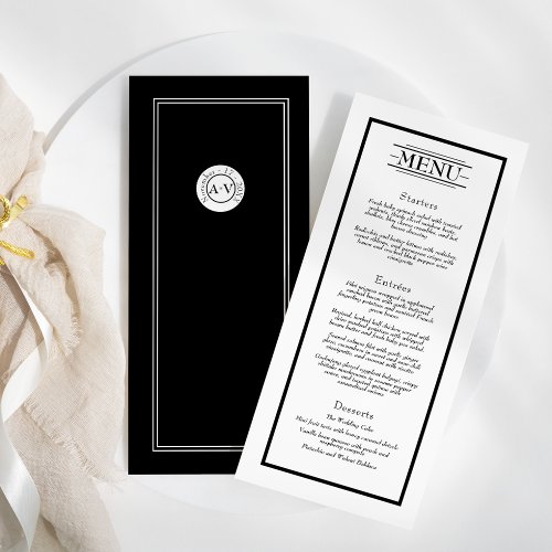 Classic Formal Black White Wedding Flat Menu