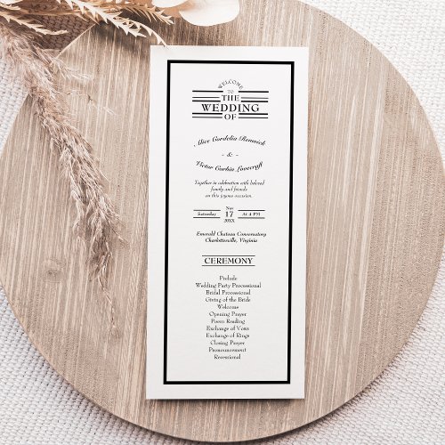 Classic Formal Black White Wedding Flat Program