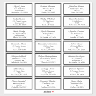 Classic Formal Black White Wedding Guest Address Sticker