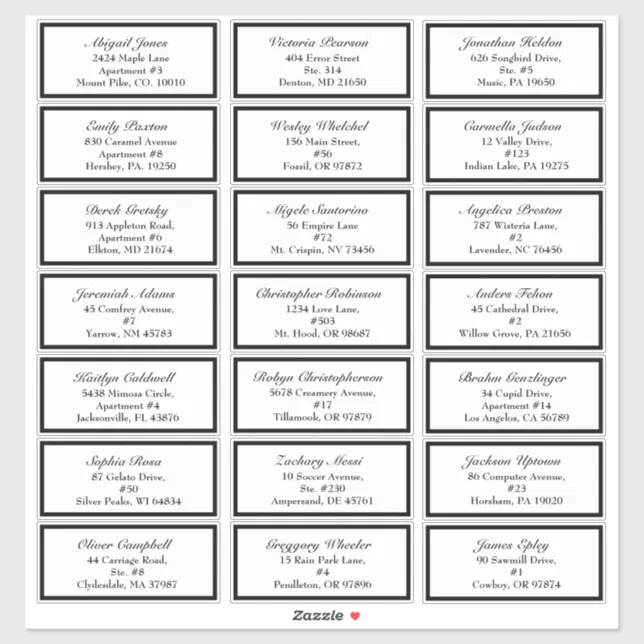 Classic Formal Black White Wedding Guest Address Sticker | Zazzle