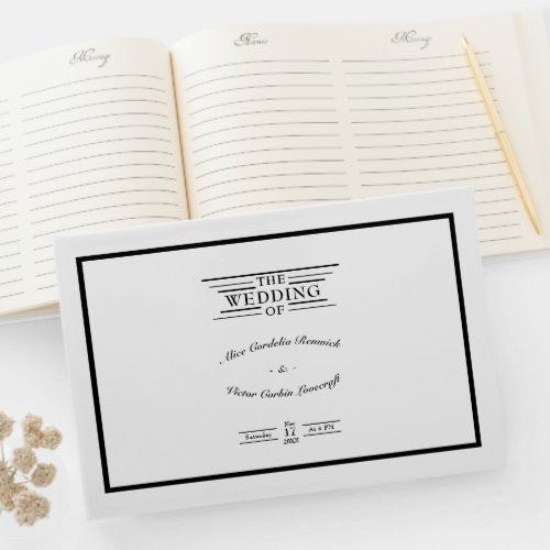 Classic Formal Black White Wedding Guest Book