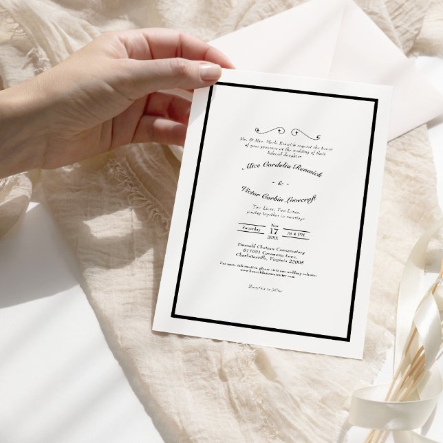 Classic Formal Black White Wedding Invitation (Creator Uploaded)