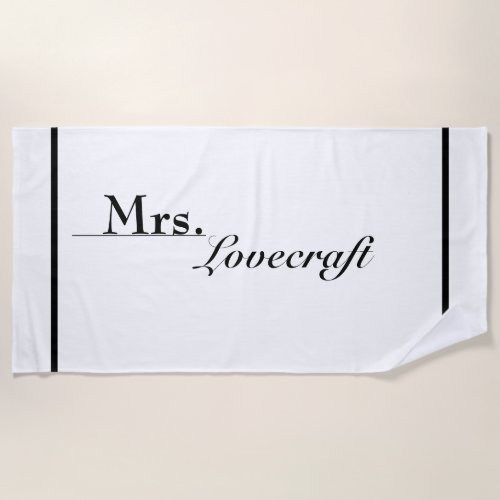 Classic Formal Black White Wedding Mrs Beach Towel