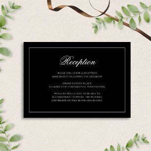 Classic Formal Black & White Wedding Reception Enclosure Card