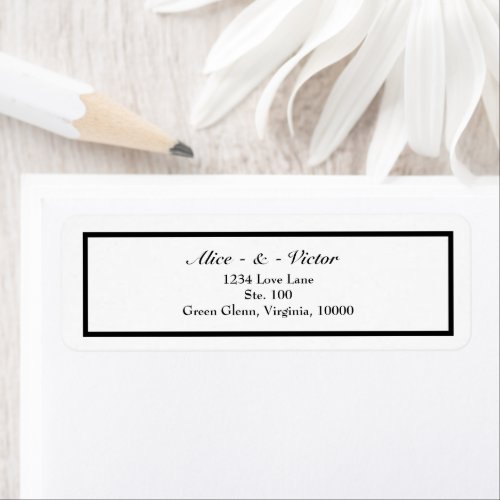Classic Formal Black White Wedding Return Address Label