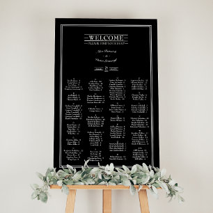 Classic Formal Black White Wedding Seating Chart Foam Board