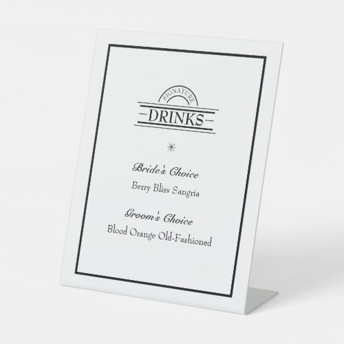 Classic Formal Black White Wedding Signature Drink Pedestal Sign