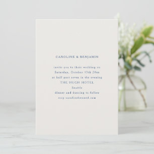 Classic Formal Blue and White Minimalist Wedding Invitation