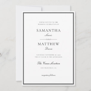 Classic Formal Border Minimalist Wedding Invitation