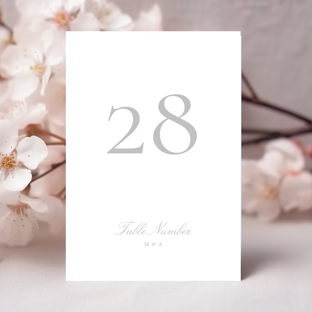 Classic Formal Calligraphy Light Grey Wedding Table Number (Creator Uploaded)