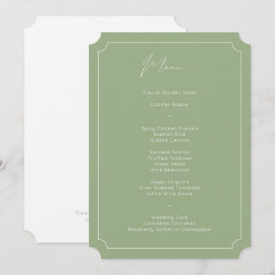 Classic Formal Calligraphy Sage Green Wedding Menu