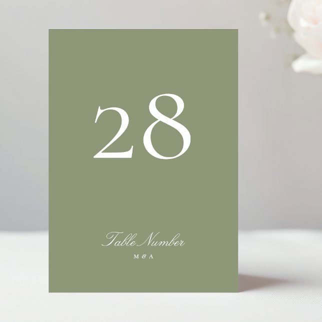 Classic Formal Calligraphy Sage Green Wedding Table Number (Creator Uploaded)