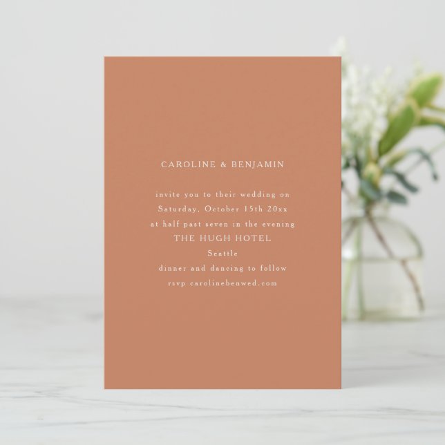 Classic Formal Copper Brown Minimalist Wedding Invitation (Standing Front)