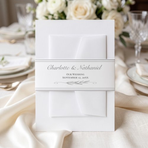 Classic Formal Ecru Ivory Triple Frame Wedding Invitation Belly Band