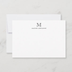 Classic Formal Elegant Monogram Black Simple Note Card