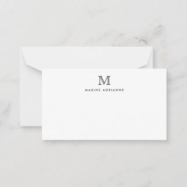 Classic Formal Elegant Typography Monogram Black N Note Card | Zazzle