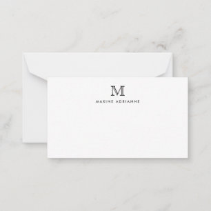 Classic Formal Elegant Typography Monogram Black N Note Card