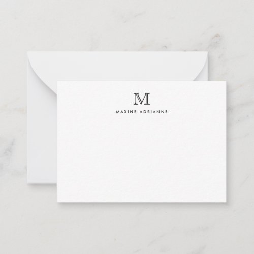 Classic Formal Elegant Typography Monogram Black Note Card