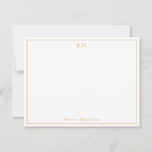 Classic Formal Faux Gold Monogram Name Minimalist Note Card