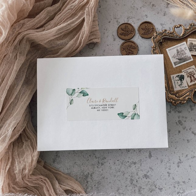 Classic Formal Green Leaves RSVP Address Label (Creator Uploaded)