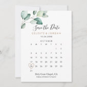 Classic Formal Green Leaves Save the Date Calendar (Front)