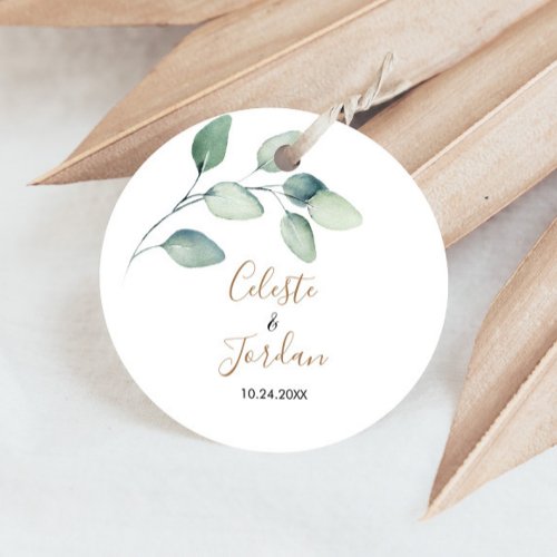 Classic Formal Green Leaves Wedding  Classic Round Sticker