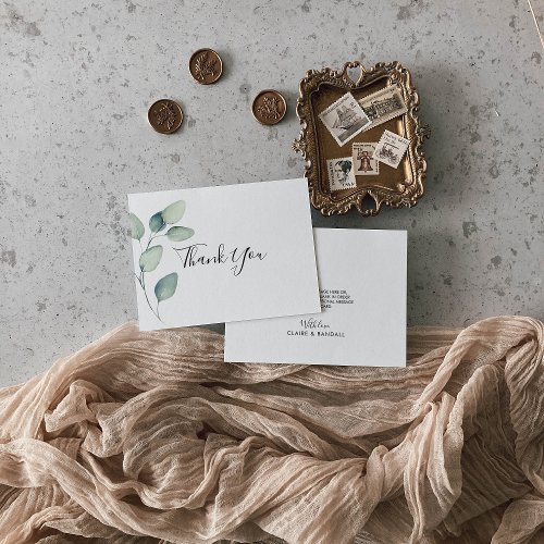 Classic Formal Green Leaves Wedding   Thank You Card