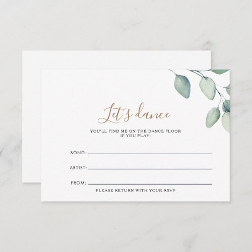 Classic Formal Green Wedding Song Request Card