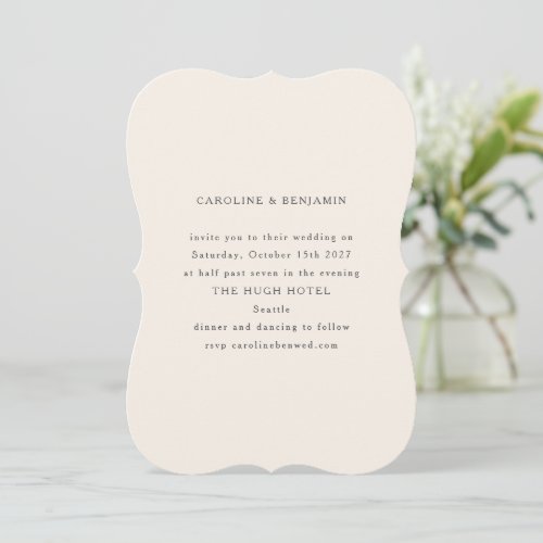 Classic Formal Ivory Ecru Unique Shape Wedding Invitation